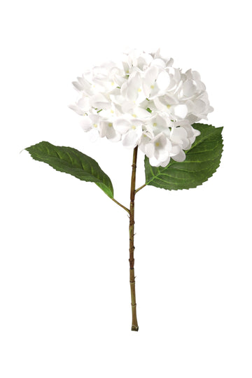 17.75" Artificial Hydrangea Stem with 8" White Bloom – Realistic Faux Flower for Home, Wedding, and Event Décor - 3 PACK
